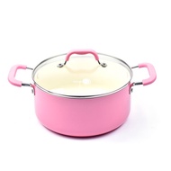GreenPan York Pink Cream White Covered Casserole 24 cm | Ceramic Cookware Pan