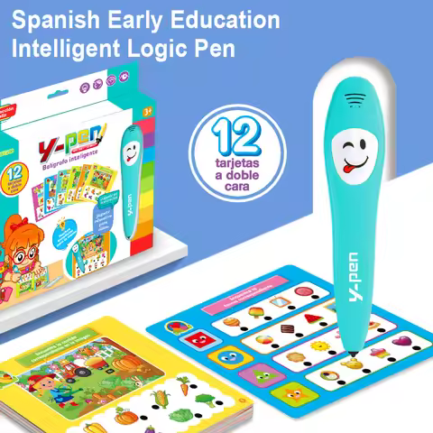 Spanish Logic Judgment Pen for Kids Educational Intelligent Point Reading Tool with 12 Cognitive Car