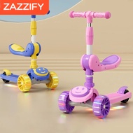 3-Wheel Children's Scooter, 2-in-1 Foldable Scooter with Lights and Music, Children's Scooter