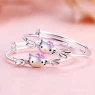 Silver Jewelry hello KT Cat One Piece Shipment Adjustable Sliding kitty Pure Silver 999.9 Silver Goo