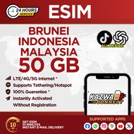 eSIM Brunei Darussalam, Indonesia , Malaysia Data 3-30 Days Travel (30/50GB)