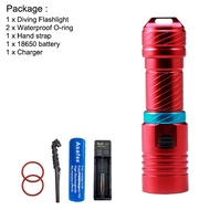 Asafee 3000LM XM-L2 LED Yellow light Professional Diving Flashlight  100M Underwater Waterproof torc