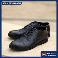 HITAM Oxford 02 FULL BLACK ORIGINAL x Vantels Formal Shoes Genuine Cow Leather Loafers BLACK Strap M