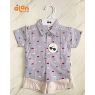 KEMEJA Mini ZO 1-3y Gregor Pdk Car Motif Shirt Set