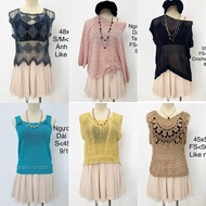 Hole crochet sweater Sleeveless Short sleeve see-through crochet thrift 2hand pass clearance item