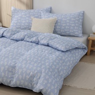 單人/冬月羽絨被/好收納、可機洗、免被套、超保暖-陽台藍