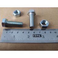 hexagon Skru Rak Besi lubang (M10x40mm) screw bolt and nut 1set for angle slotted bar hex 6side full thread steel silver