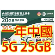 中國大陸 一年20GB《2張免費順豐》上網卡數據卡Sim卡電話卡咭data