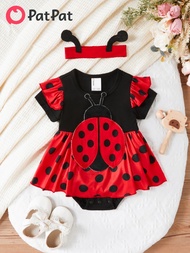 PatPat 95% cotton Girl Baby Rompers & Bodysuits Animal pattern Loose type Short sleeve Summer 3D lad