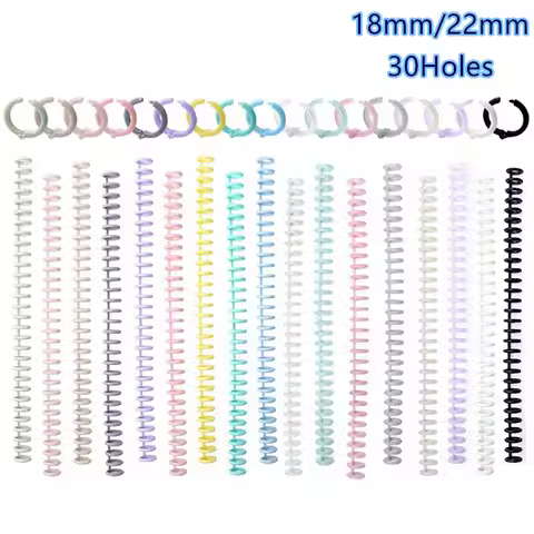 30 Holes 12mm/22mm Loose-leaf Plastic Binding Ring Spring Spiral Rings Binder Strip DIY For A4 Paper