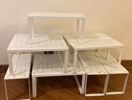 White Metal Stackable Storage Shelves Set