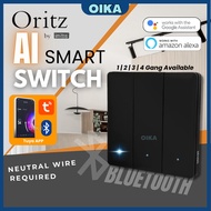 ORITZ Imitos AI Smart Tuya Wall Switch 1 Gang 2 Gang 3 Gang 4 Gang | Bluetooth WiFi App Control Voic