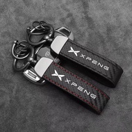 Carbon Fiber Car Keychain PU Leather Keyring Accessories For Xpeng Xiao Peng MONA M03 L03 P7+ G6 G7 