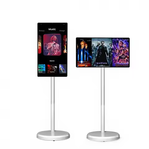 21.5 Inch White Portable LCD Gaming Monitor Full HD Touch Screen LED TV Android 13 Wireless Battery 