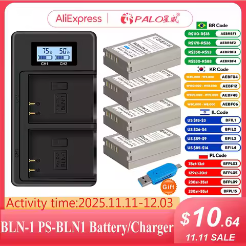 2280mAh BLN-1 BLN 1 PS-BLN1 Battery + Dual USB Charger for Olympus OM-D E-M1, Olympus Pen F, OM-D E-