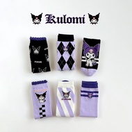 Kuromi Socks Stocking Mid-Tube Socks Calf Socks Cute Cute Mid-Tube Socks Jk Rhombus Cute Purple Sock