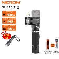 NICRON Mini LED Flashlight B74e/B74uv/B74 600LM/700LM 90Β° Rotatable Head Torch Magnetic Back & Rotar