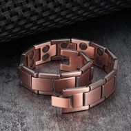 Pure Copper Magnetic Therapy Bracelet Male 14mm Arthritis Wrist Band Vintage Chain Health Energy Bra