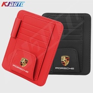 Porsche Leather Car Sun Visor Card Holder Glasses Clip Organizing Bag For Carrera gts turbo macan Ca