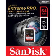 SanDisk Extreme PRO SDHXC UHS-II Cards / Speed 280 MB/s V60 ความจุ 64GB 128GB 256GB (SDSDXEP) 6K แ