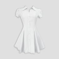 DALLA Đầm sơ mi tay phồng xếp ly viền ren (D17)