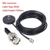 Antena CB Radio BNC Lelaki dengan Tapak Magnetik dan Kabel Sambungan Koaksial RG58 sepanjang 5 Meter