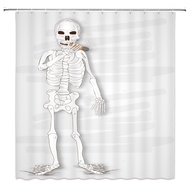 codPersonality Funny Skull Man White Simple Shower Curtain Waterproof Polyester Fabric Shower Curtai