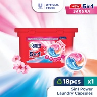 Breeze 3in1 Capsule Detergent Sakura Blossom 18's + Fresh Lavender 18's  Free Storage Basket