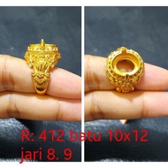 Ring Emban Batu Akik Dan Pemata Lapis Emas Ukir Dari Bali