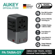 Aukey Universal Travel Adapter GAN Type C 100W 4 Multiple Ports UK US EU Mode 1usb A & 3usb-C - PA-T