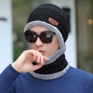 Topi Kupluk dan Syal Musim Dingin Satu Set Winter Cap Syal Knit Caps Beanie Wool Pria Wanita Dewasa