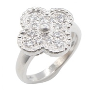 【二手】梵克雅寶 (Van Cleef & Arpels) 復古 Alhambra 鑽石戒指，K18WG（白K金）