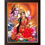 Lord Vishnu & Goddess Lakshmi, HD Printed Religious & Decor Picture with Frame for Home, Temple, Off