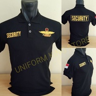 BLACK WINGS LOGO SECURITY T-SHIRT WITH FULL EMBROIDERY - EMBROIDERED SECURITY WINGS COLLAR T-SHIRT -