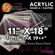 11 x 18 to 11 x 19 ++ inches acrylic sheet with 2mm, 3mm 4mm and 5mm / transparent akrilik