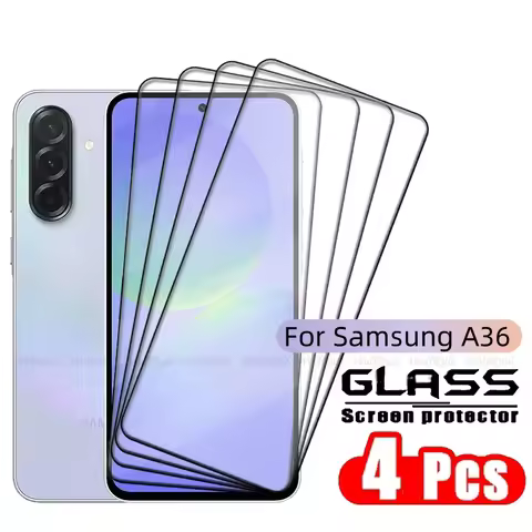 4PCS For Samsung A36 Glass Samsung Galaxy A36 A 36 Tempered Glass Protective Full Cover Glue HD 9H S