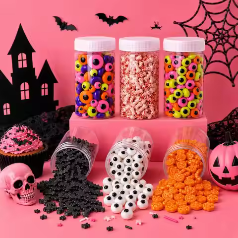 85g Mixed Halloween Sugar Sprinkles Candy Eyeballs Bone Pumpkin Bat Shaped Sprinkles for Cake Cupcak