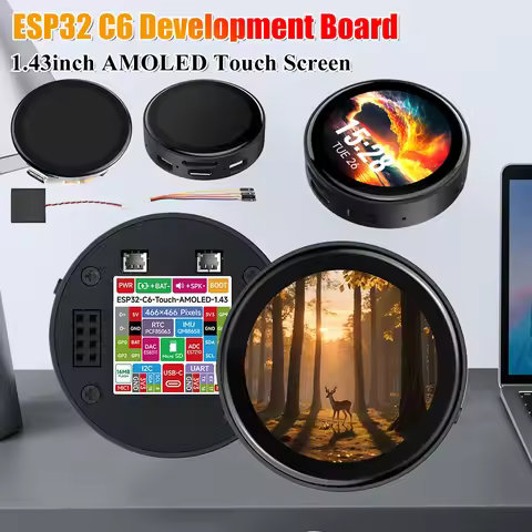 DeepSeek AI Voice Chat Robot ESP32 C6 Development Board 1.43 Inch AMOLED Round Touch Display Smart H