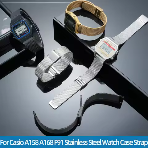 A158 A168 Modified Watch Mod Kit For Casio A-158 159 168 F-91W Stainless Steel Watch Case A168WEMB M