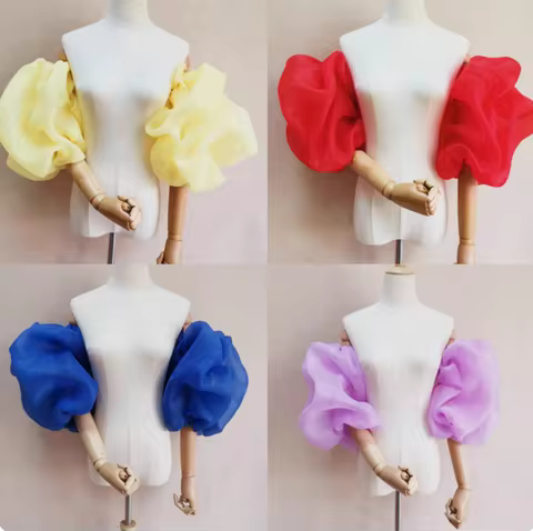 Organza Puff Sleeves Detachable Short for Bridal Wedding Chic Boho