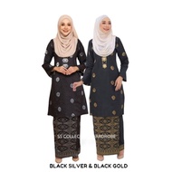 [BLACK SILVER & BLACK GOLD EDITION] KURUNG PAHANG PESAK SONGKET COTTON TENUN CORAK BUNGA TABUR