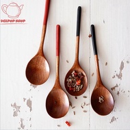 VGLPOP ทำมือ สไตล์ญี่ปุ่น ไอศครีม ด้ามไม้ กาแฟ ช้อนชา เครื่องใช้บนโต๊ะอาหาร ช้อนซุป เครื่องใช้ในครัว ช้อนไม้