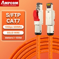 สายแพทช์อีเทอร์เน็ต AMPCOMCAT8/CAT7/CAT6A S/FTP 22AWG เสื้อถักเต็มตัวฉาย | 2000Mhz (2Ghz) ถึง40Gbps 