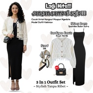 3-in-1 Set TrendyWanita| Rawis Cardigan + Skims Dress + Scarf | Cardigan Korean StyleWanita |AS163