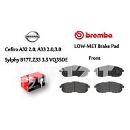 Brembo Front Brake Pads - Nissan Sylphy B17T, Cefiro A32 2.0, Cefiro A33 2.0,3.0, Z33 3.5 VQ35DE