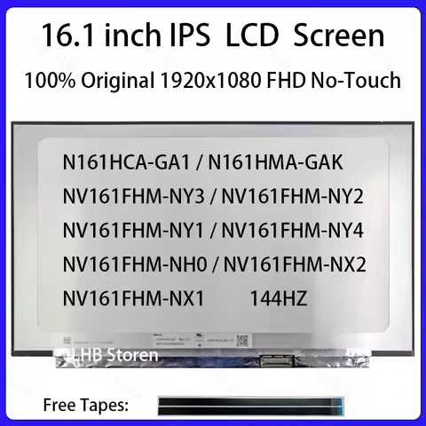 16.1" 144Hz LCD Screen N161HCA-GA1 N161HMA-GAK NV161FHM-NY3 NY2 NY1 NY4 NH0 NX2 NX1 Display Matrix P