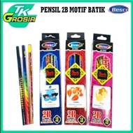2B pencil with batik motif, 2B pencil, 2B pencil, 12 pcs