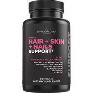 Livingood Daily Hair, Skin & Nails Supplement, 14-in-1 Formula with Biotin, Collagen, Keratin, Bambo