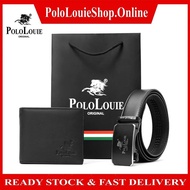 Original Polo Louie Luxury Bundle Gift Set For Him Genuine Leather Wallet Premium Automatic Buckle Belt