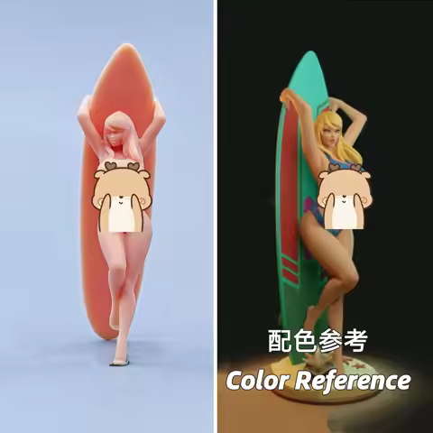 1/64 Figurines Scale Model Resin Surfboard Girl Uncolored Miniatures Diorama Hand-painted C730 C731